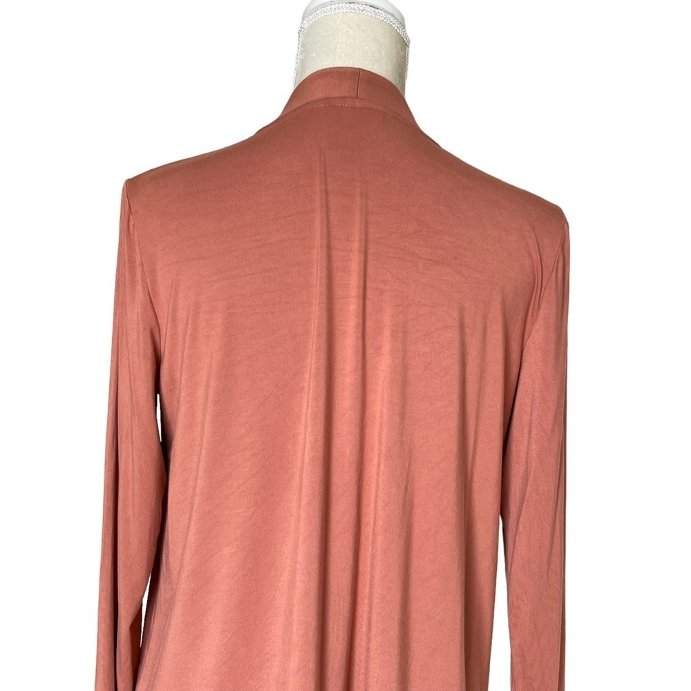 LOGO by Lori Goldstein Women’s Open Front Ruffle Cardigan Size S Chiffon - Picture 6 of 9